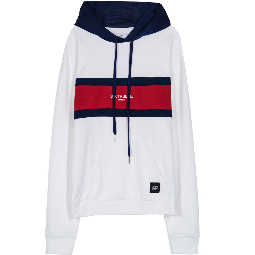 Sixth June - Sweat capuche tricolore blanc rouge bleu