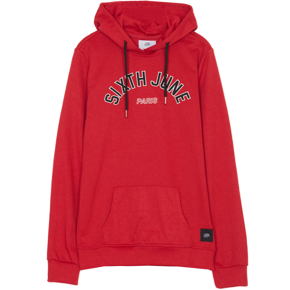 Sixth June - Sweatshirt capuche logo université rouge