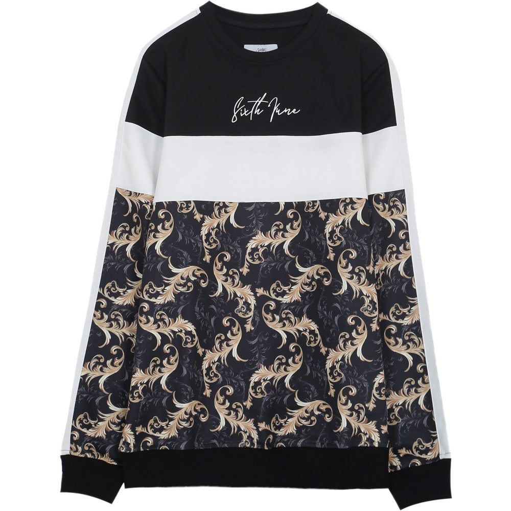 Sixth June - Sweat tricolore baroque noir blanc or
