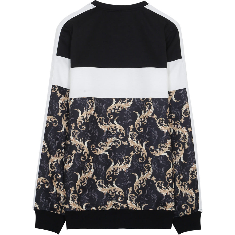 Sixth June - Sweat tricolore baroque noir blanc or