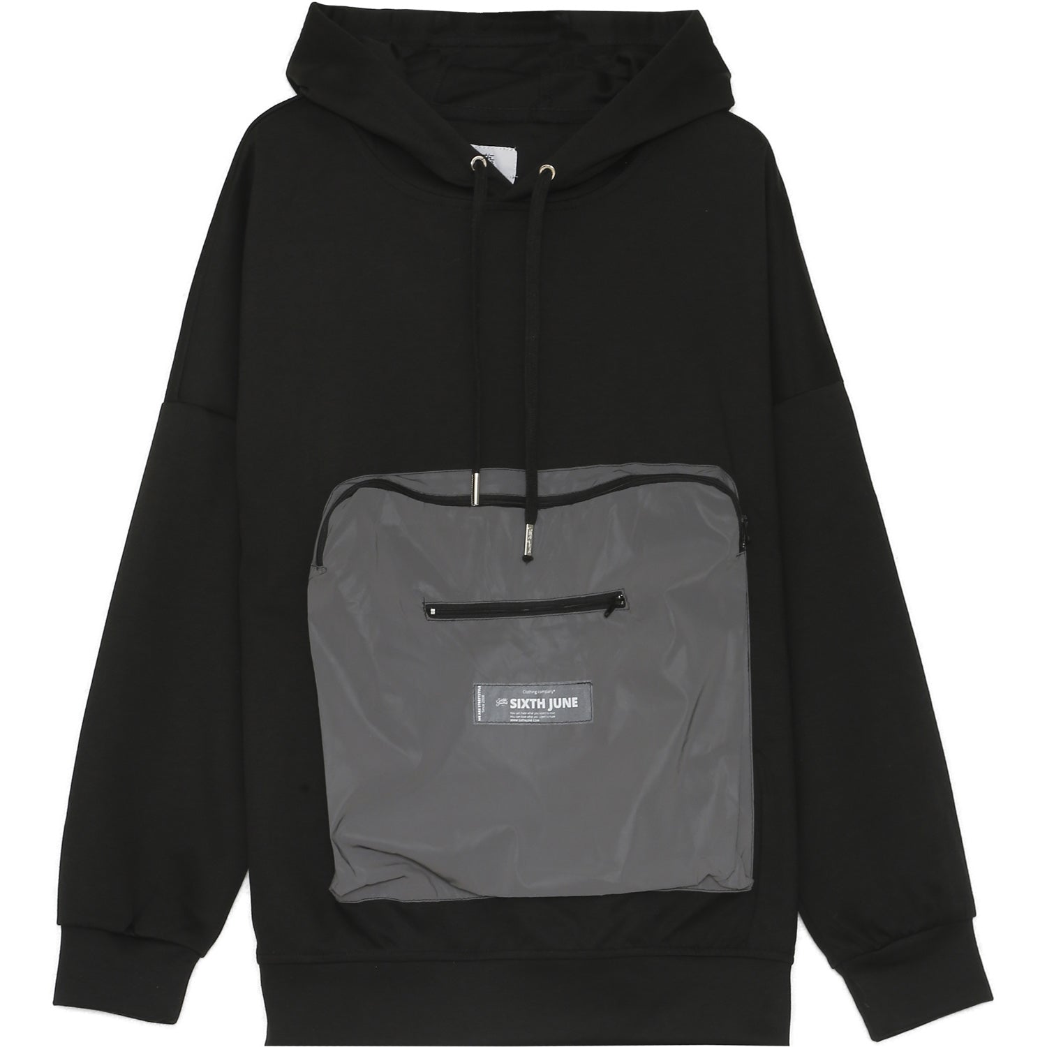 Sixth June - Sweat capuche poche réfléchissant noir