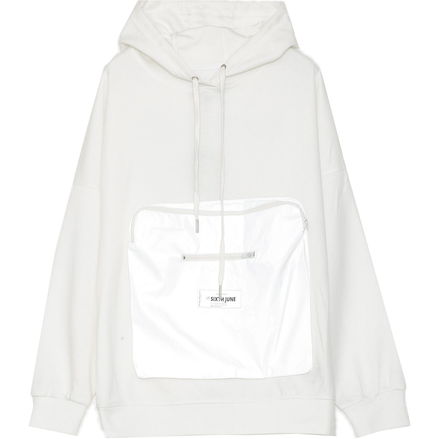 Sixth June - Sweat capuche poche réfléchissant blanc