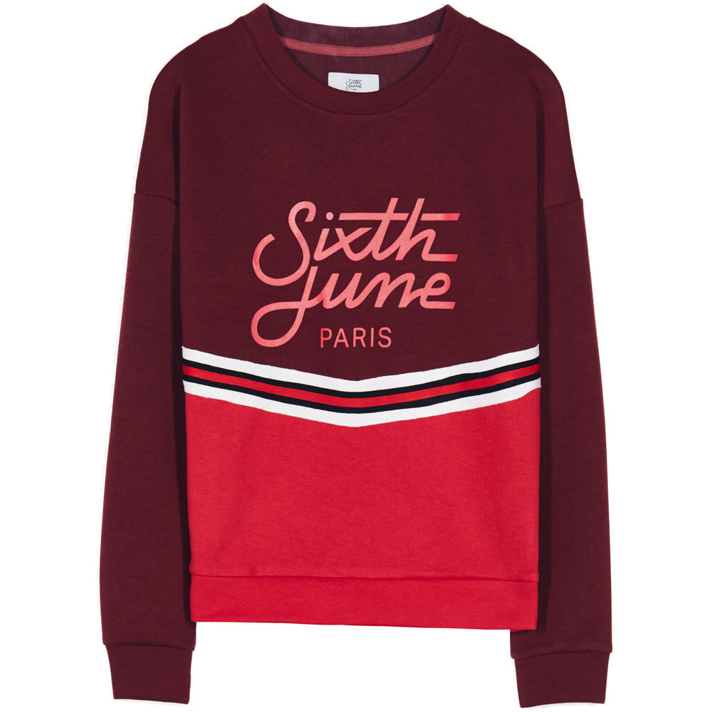 Sixth June - Sweat bicolore bande V rouge