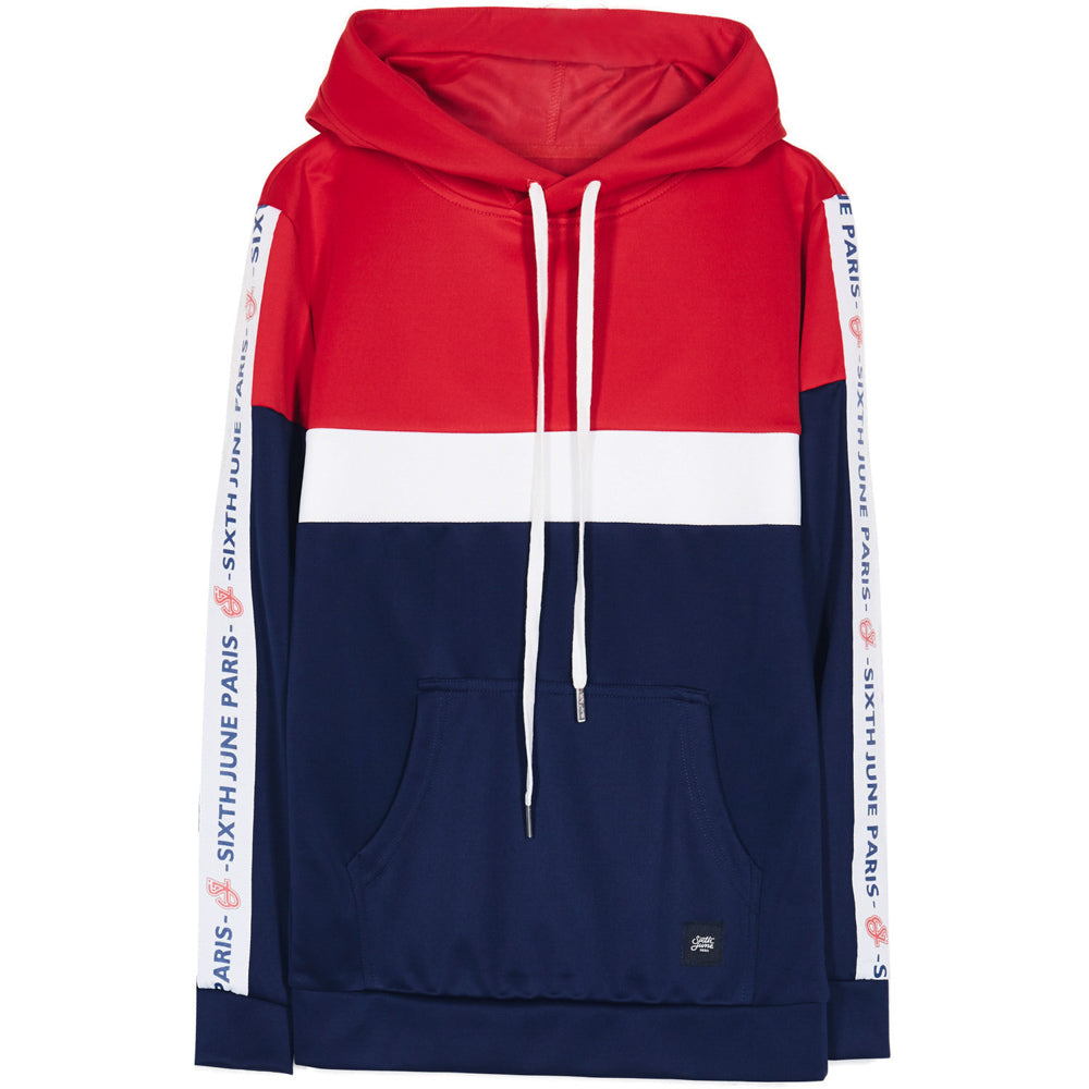 Sixth June - Sweat tricolore bandes texte bleu rouge blanc