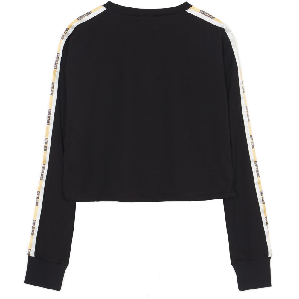 Sweat crop top bandes Propaganda noir