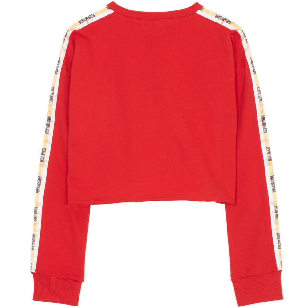 Sixth June - Sweat crop top bandes Propaganda rouge