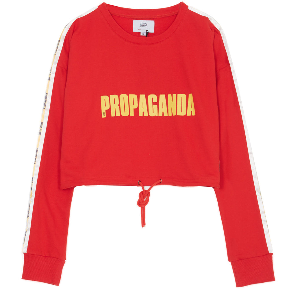 Sixth June - Sweat crop top bandes Propaganda rouge