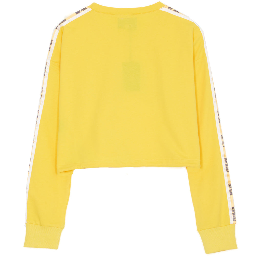 Sixth June - Sweat crop top bandes Propaganda jaune