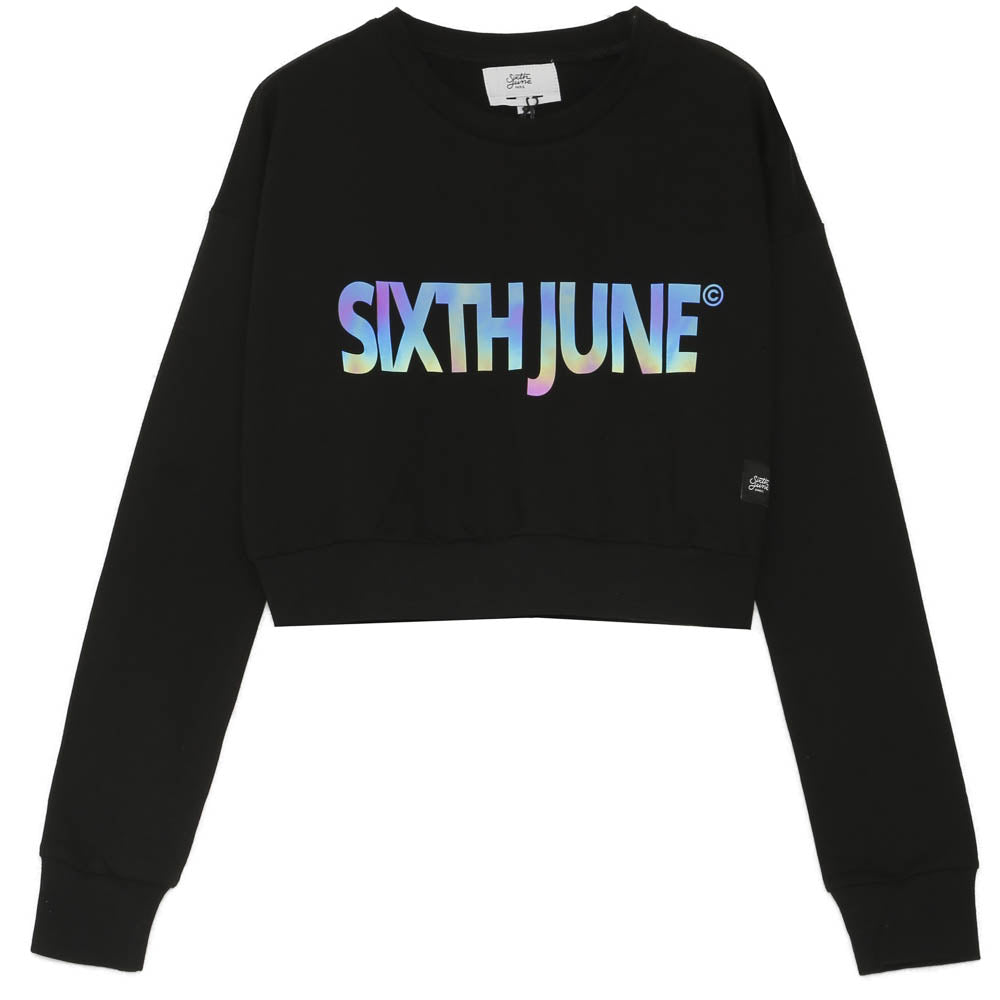 Sixth June - Sweat court imprimé réfléchissant noir
