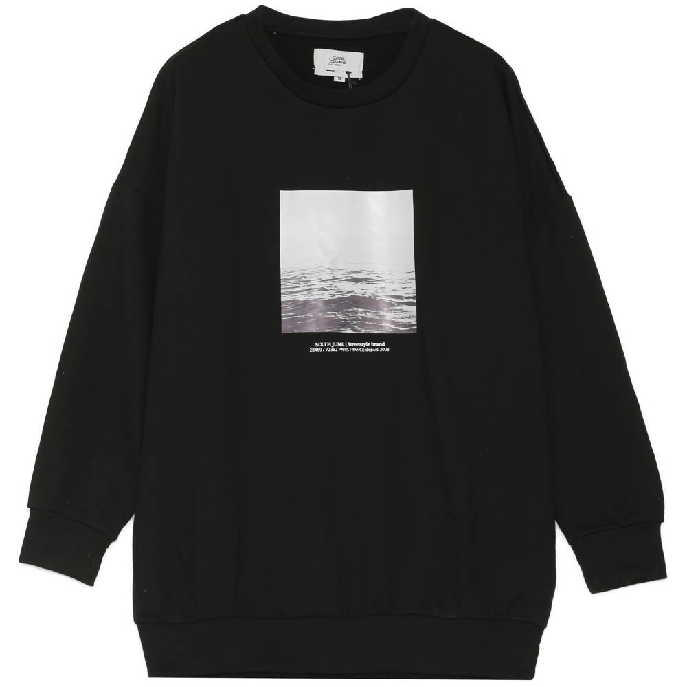 Sixth June - Sweat oversize imprimé océan noir