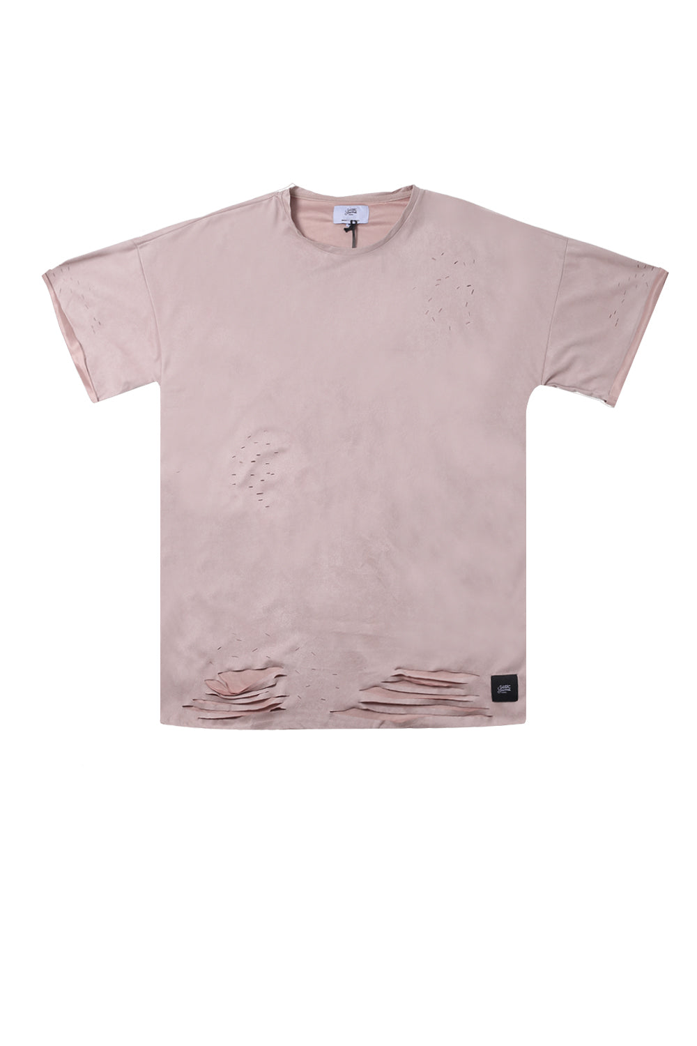 Sixth June - T-shirt suédé destroy rose M2436VTS