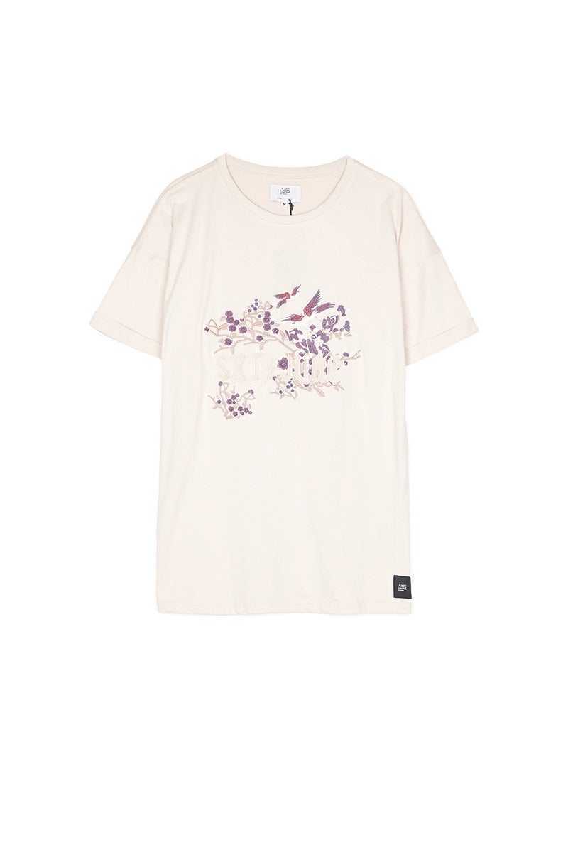 Sixth June - T-shirt brodé fleuri beige