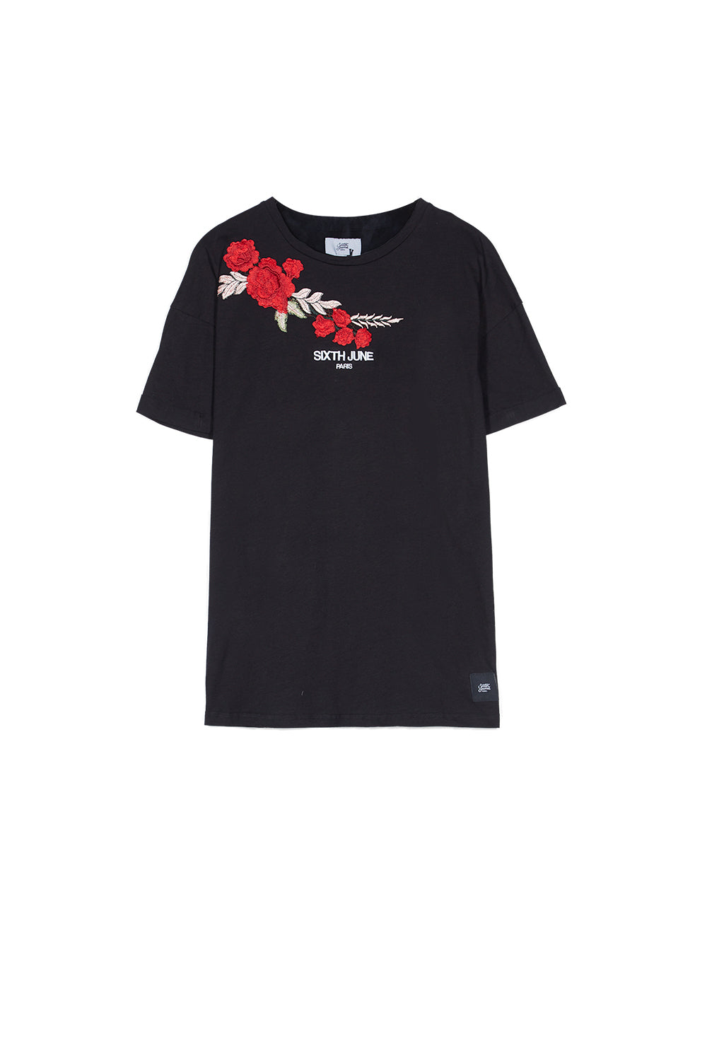 Sixth June - T-shirt brodé fleurs noir