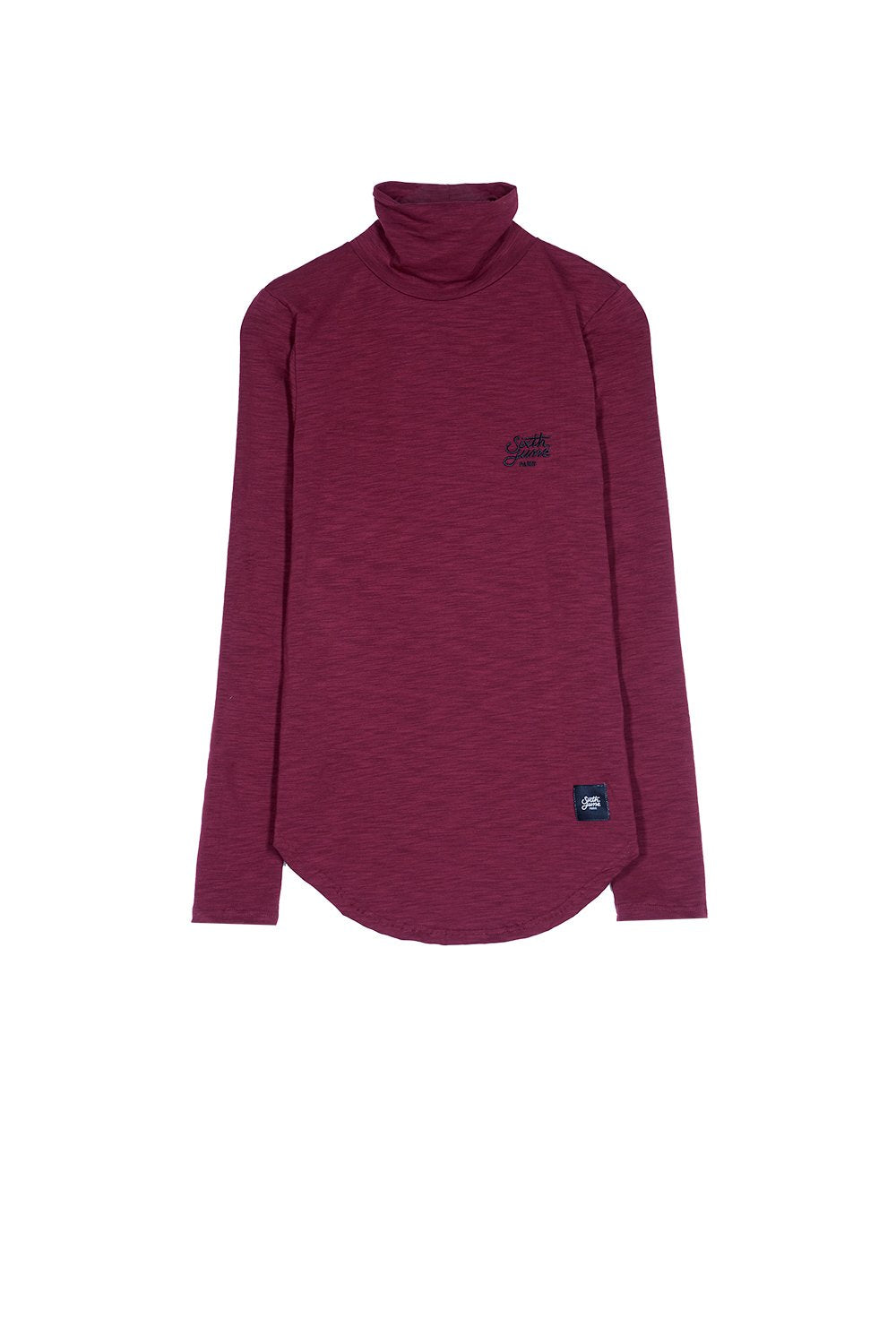 T-shirt col roulé moulant logo Rouge foncé