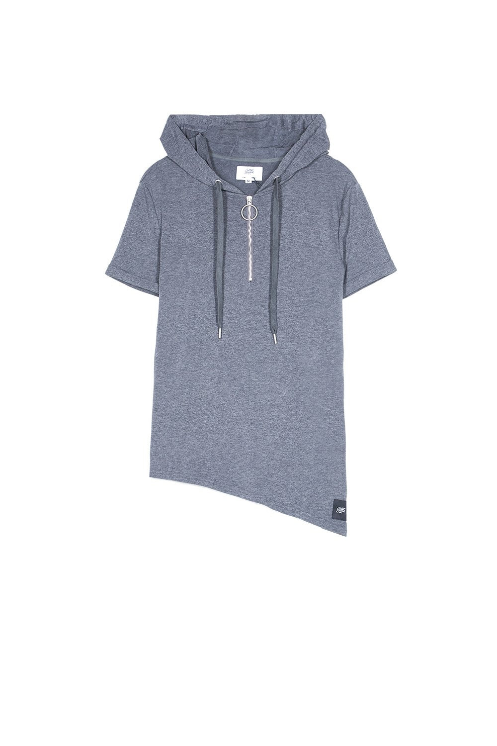 Dunkelgraues asymmetrisches Kapuzen-T-Shirt