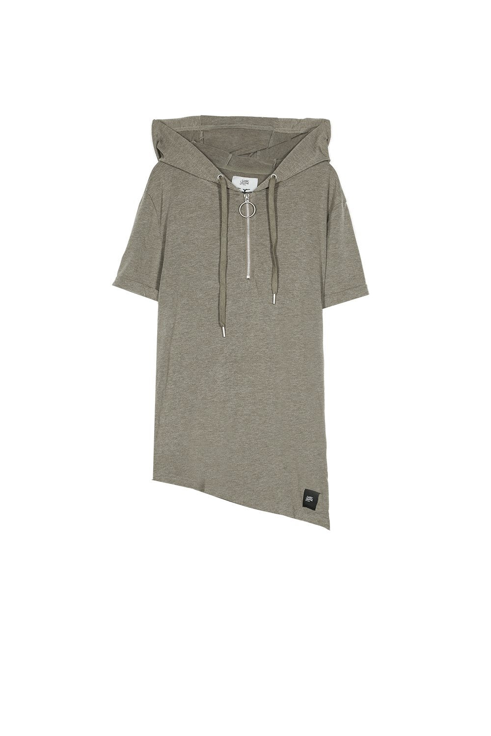 Hooded Asymmetric T-Shirt Khaki