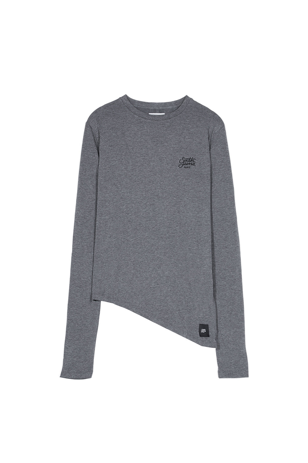 Sixth June - T-shirt ajusté asymétrique logo gris
