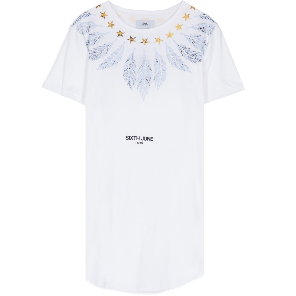 Sixth June - T-shirt col étoiles plumes blanc