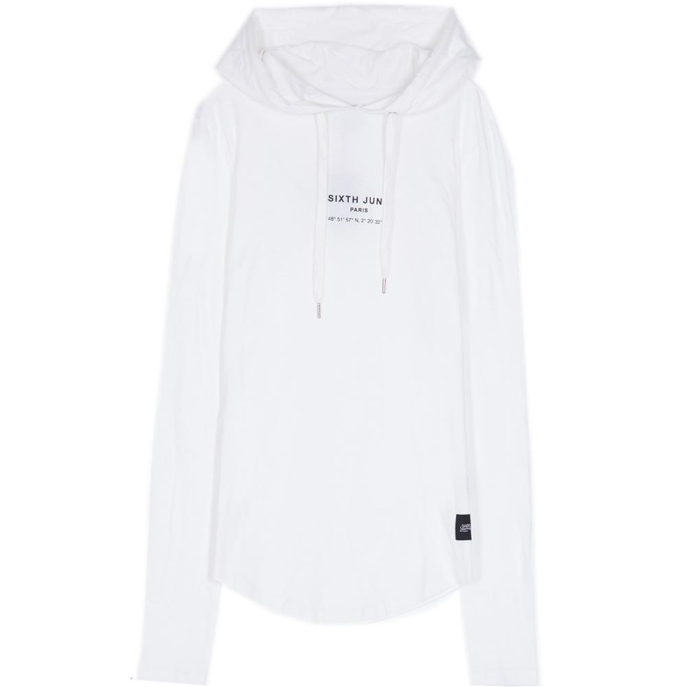 Long Sleeves Gps Hood T-Shirt White