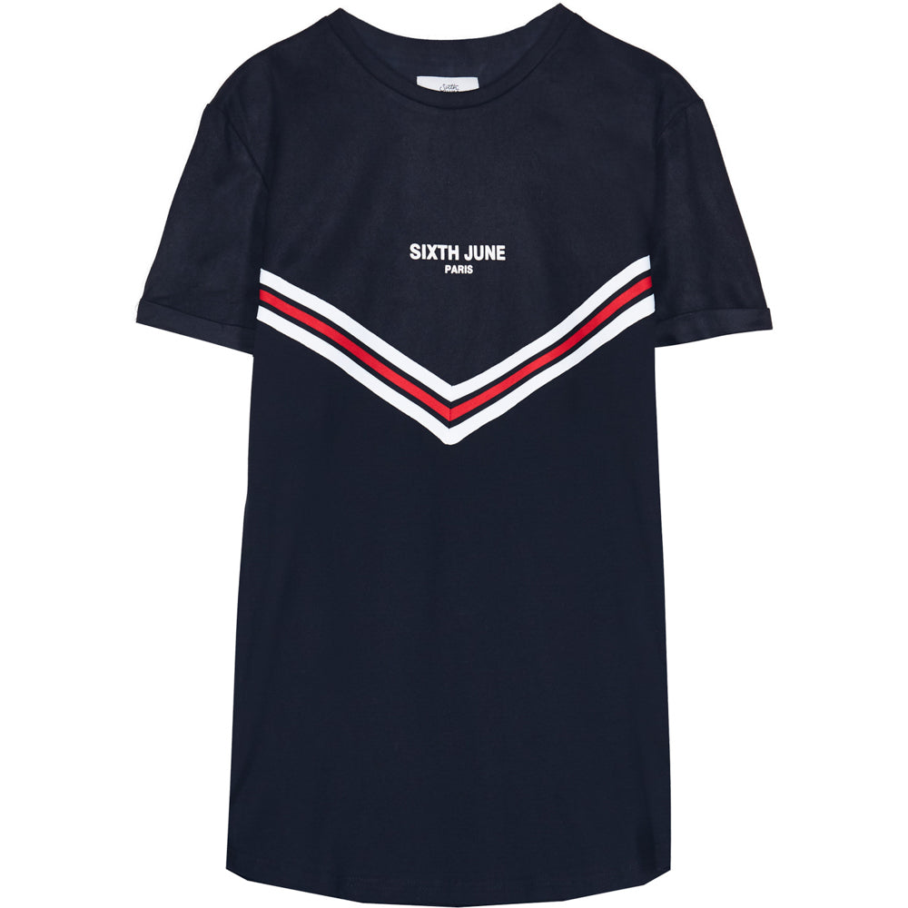 Sixth June - T-shirt bi-matière bande V noir