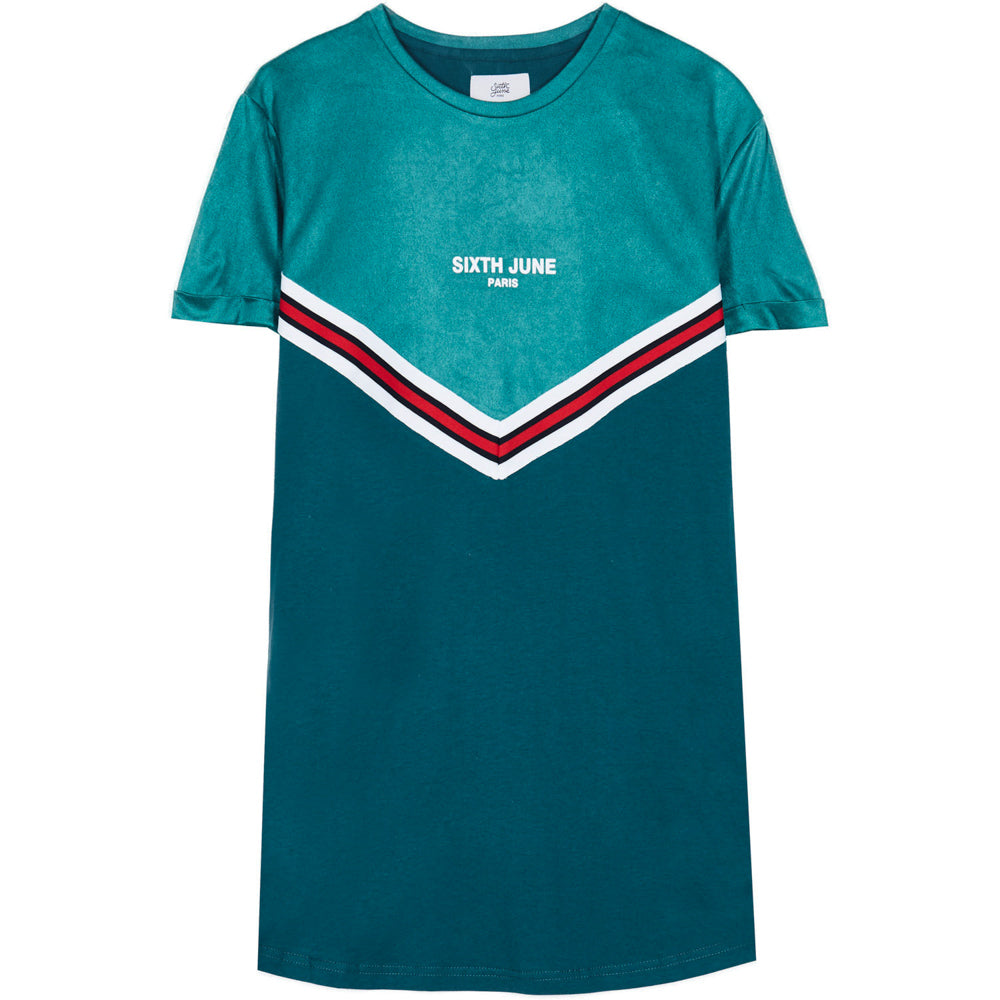 Sixth June - T-shirt bi-matière bande V vert