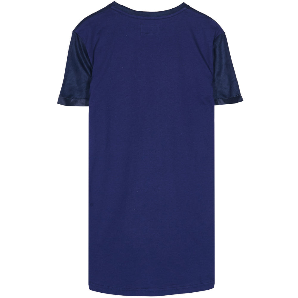 Sixth June - T-shirt bi-matière bande V bleu