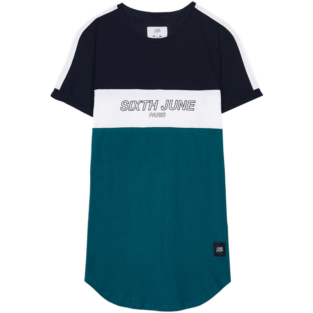 Sixth June - T-shirt tricolore texte noir vert blanc