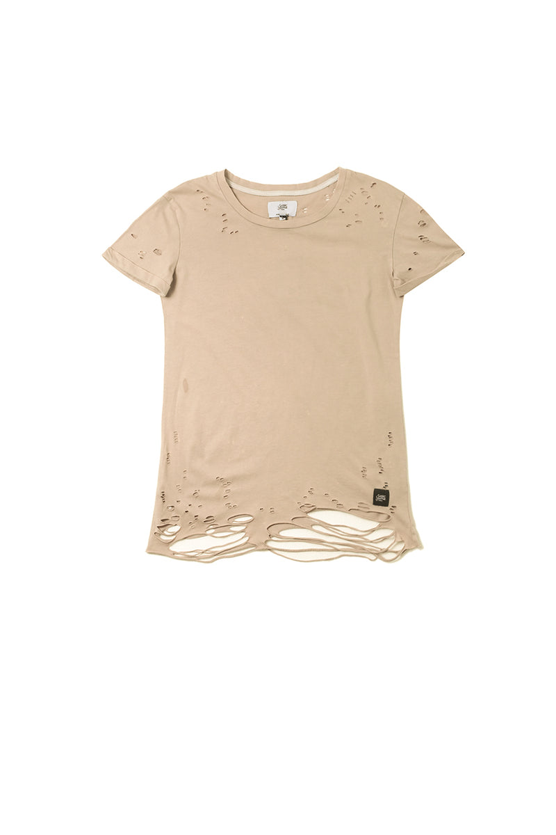 Sixth June - T-shirt uni destroy Femme beige W2370VTS