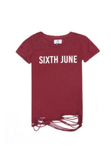 Sixth June - T-shirt destroy Sport bordeaux W2407VTS