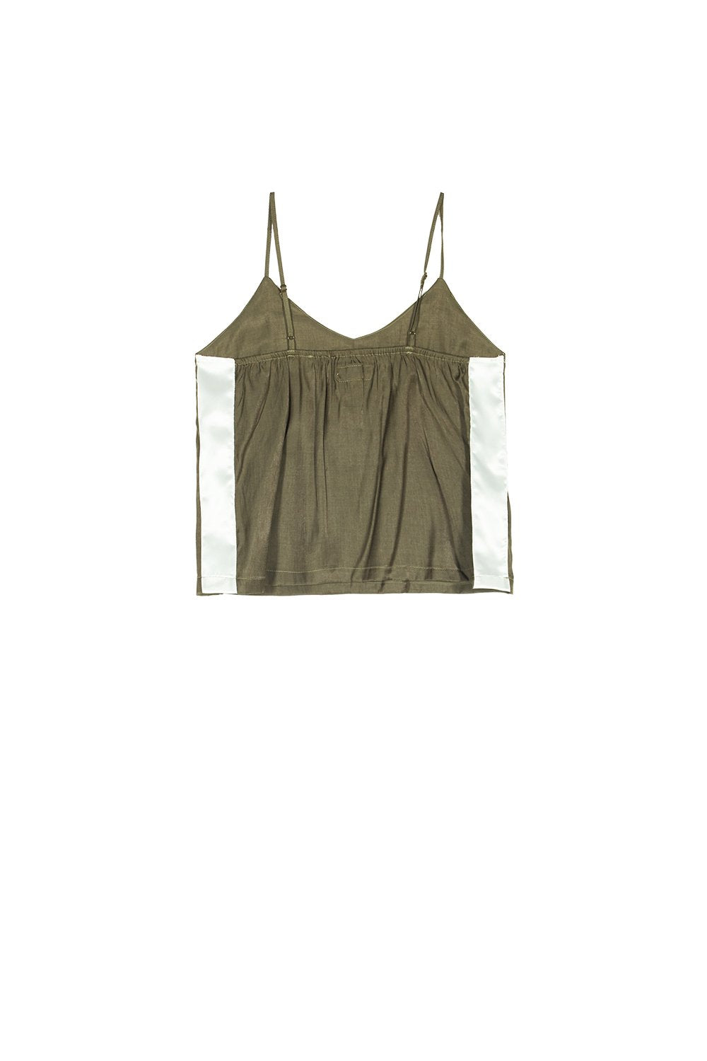 Khakifarbenes Tanktop mit Satinstreifen