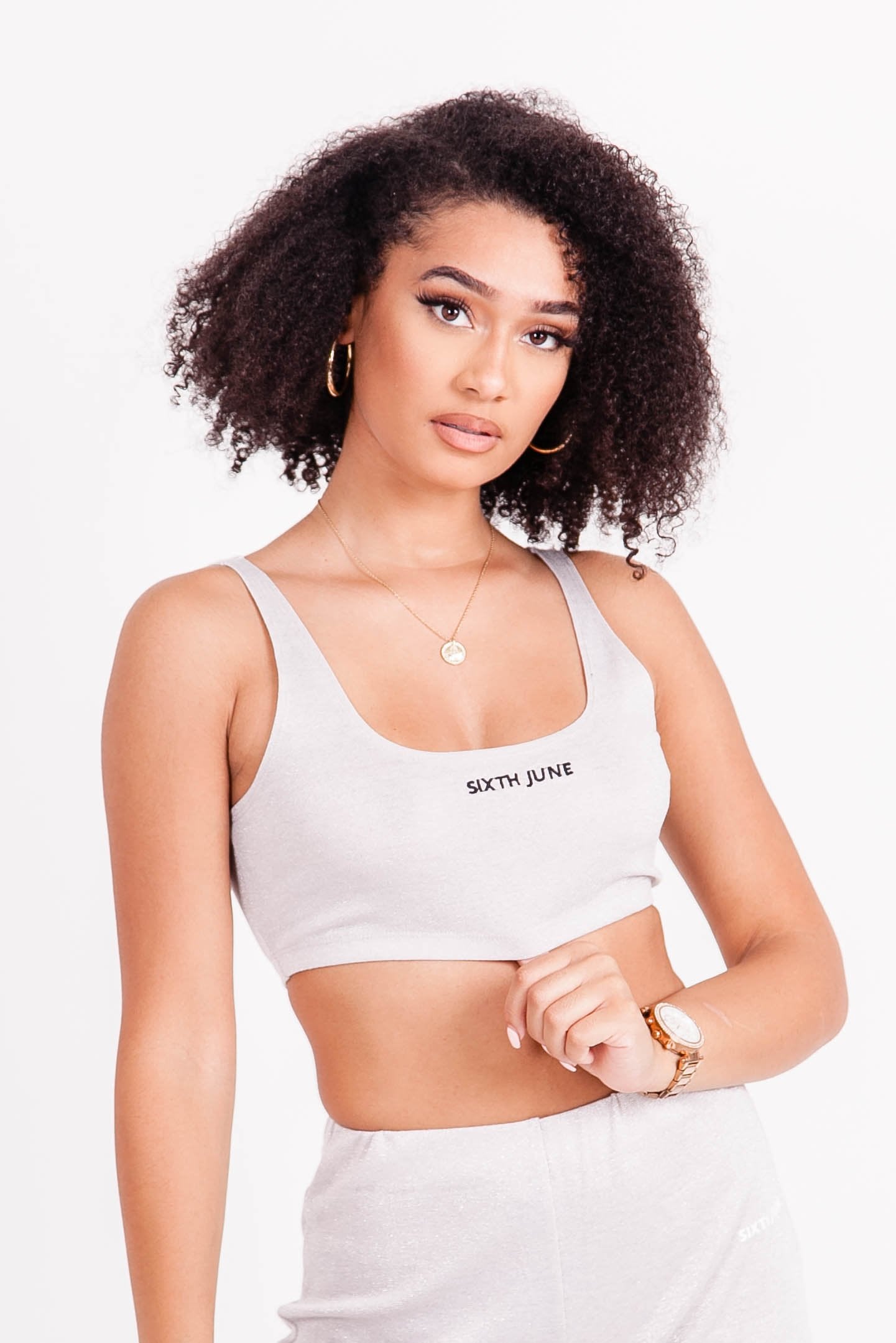 Sixth June - Brassière bretelle scintillante beige