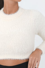 Fluffy cropped sweatshirt Beige