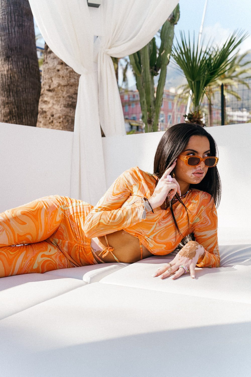 Sixth June - Top court mesh encre Orange