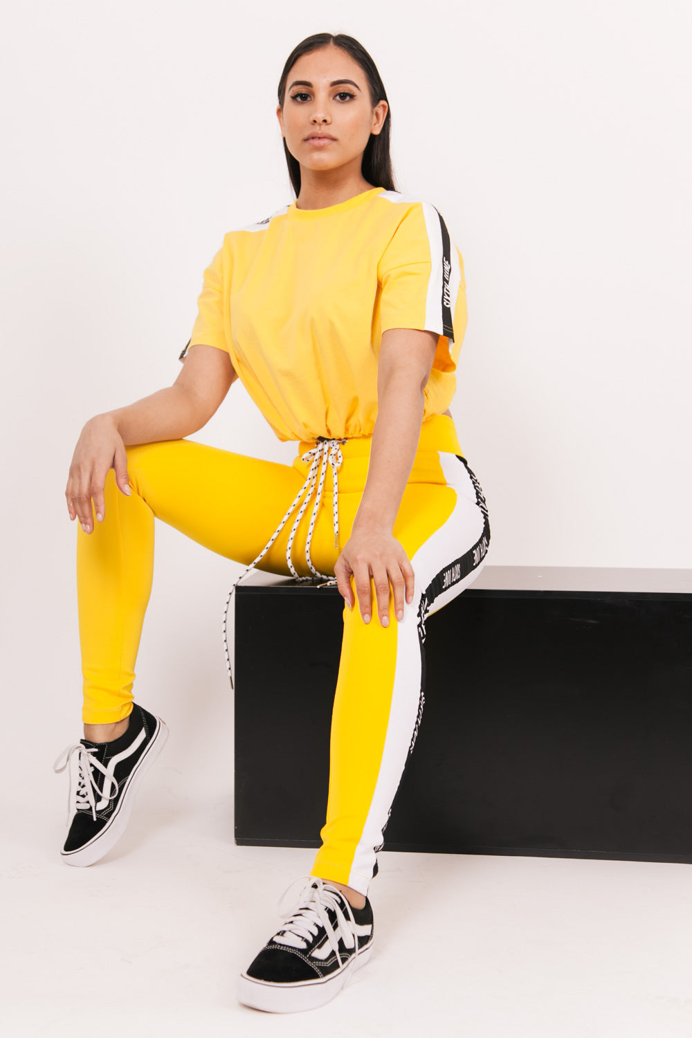 Sixth June - Legging bandes bicolores logo jaune