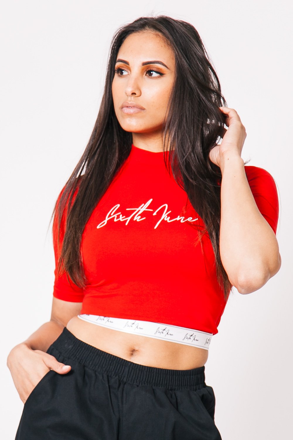 Big Signature Logo Cropped T-Shirt Red