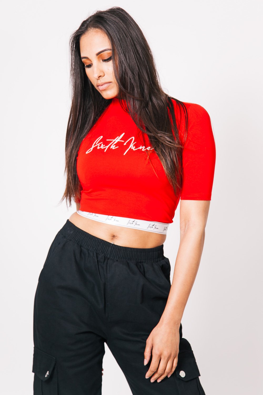 Big Signature Logo Cropped T-Shirt Red