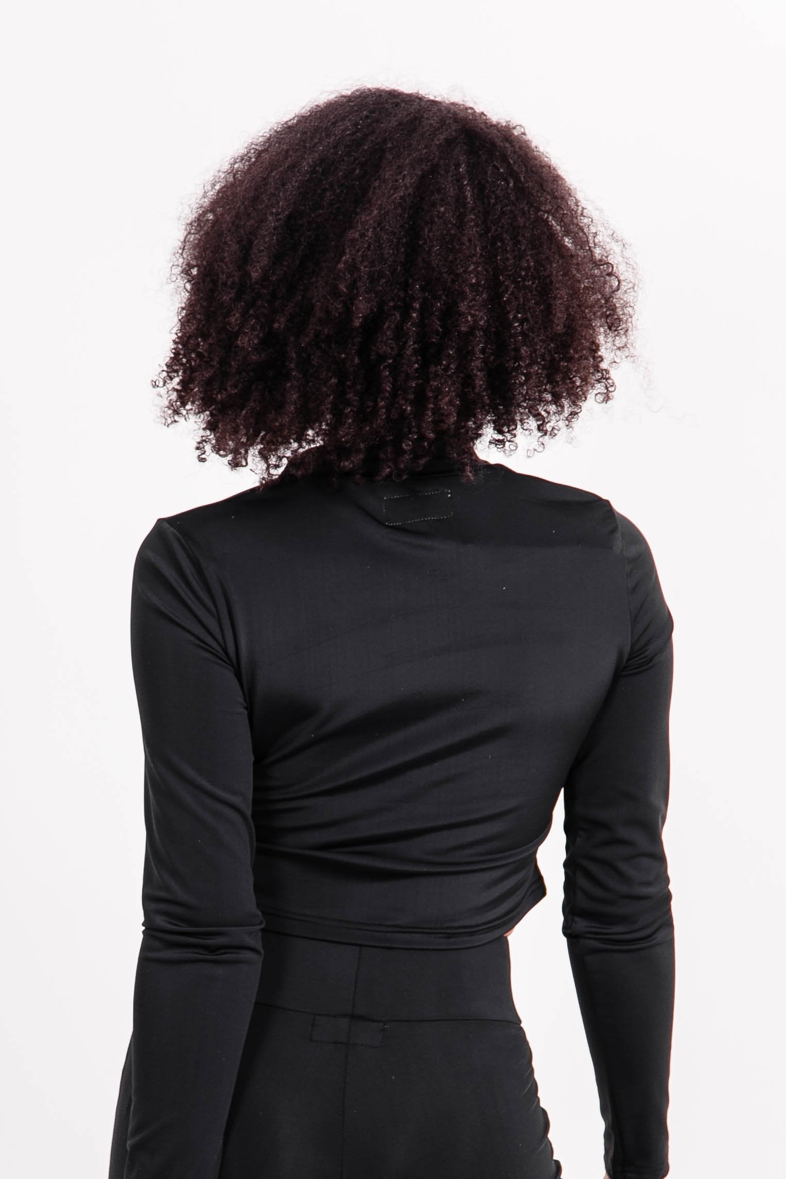 Silky zip crop top black