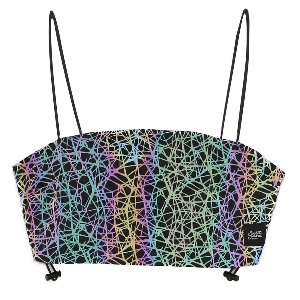 Reflective graph cropped bandeau top black