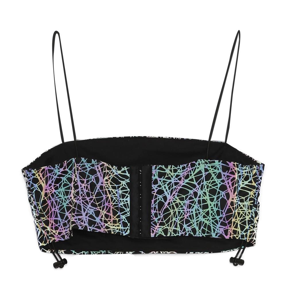 Reflective graph cropped bandeau top black
