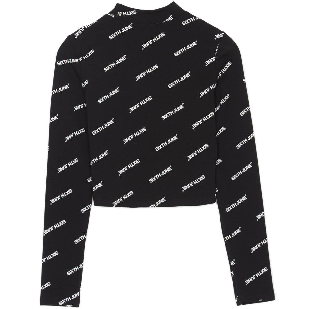 Sixth June - T-shirt crop top all-over logo noir