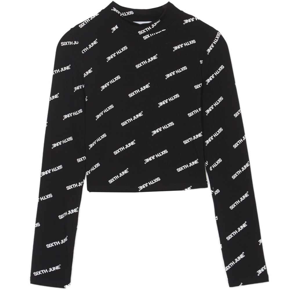 Sixth June - T-shirt crop top all-over logo noir