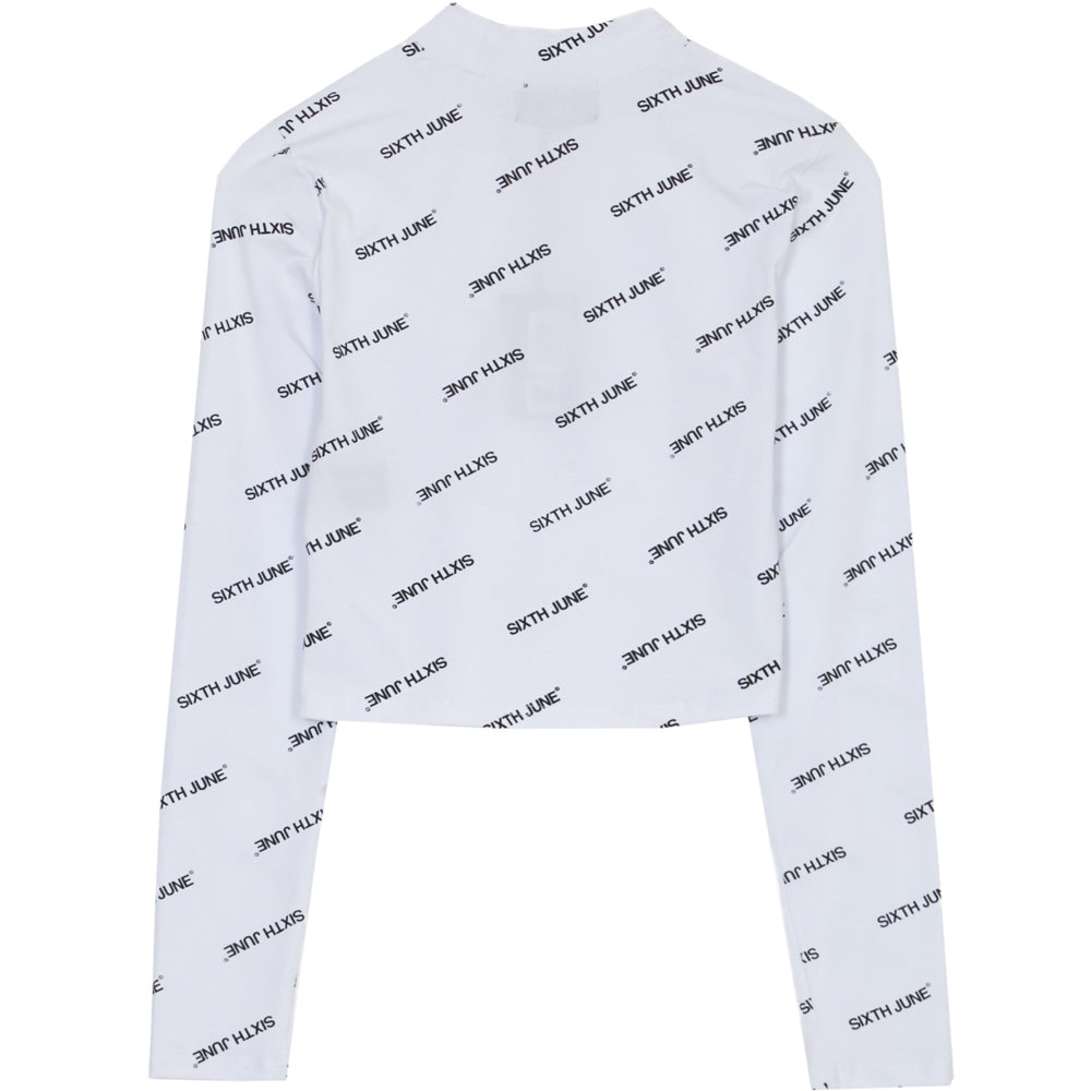Sixth June - T-shirt crop top all-over logo blanc