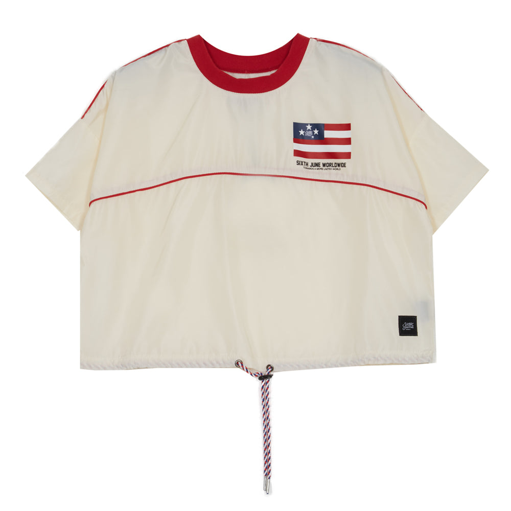 Sixth June - T-shirt crop top drapeau blanc rouge