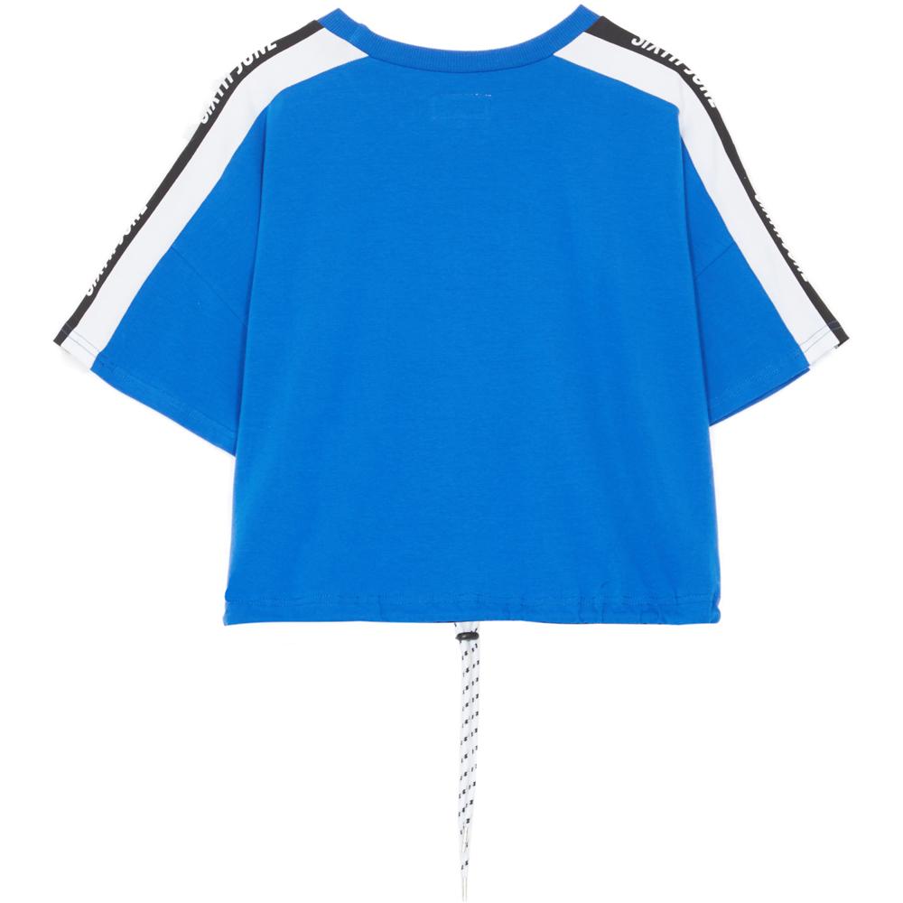 Taping Logo Cropped T-Shirt Blue