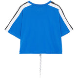 Kurzes T-Shirt mit blauen Logostreifen