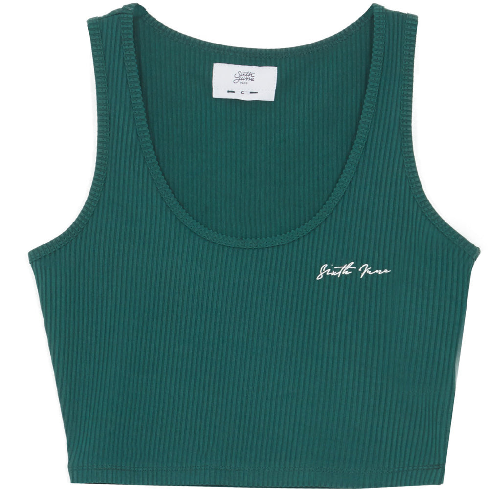 Sixth June - Débardeur court logo signature vert