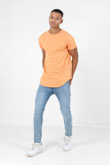 Sixth June - T-shirt bas arrondi long Orange clair
