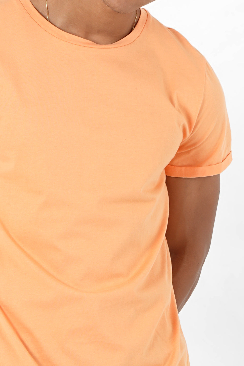 Sixth June - T-shirt bas arrondi long Orange clair
