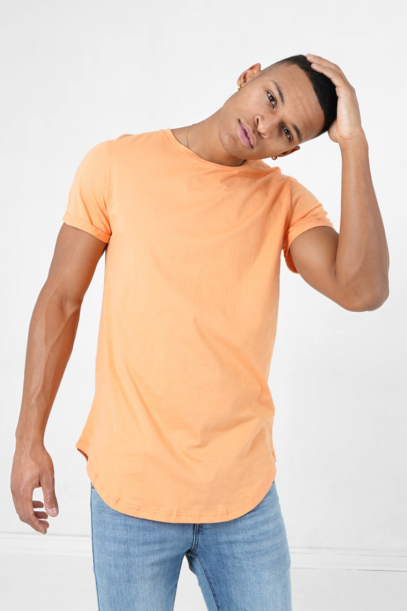 Sixth June - T-shirt bas arrondi long Orange clair