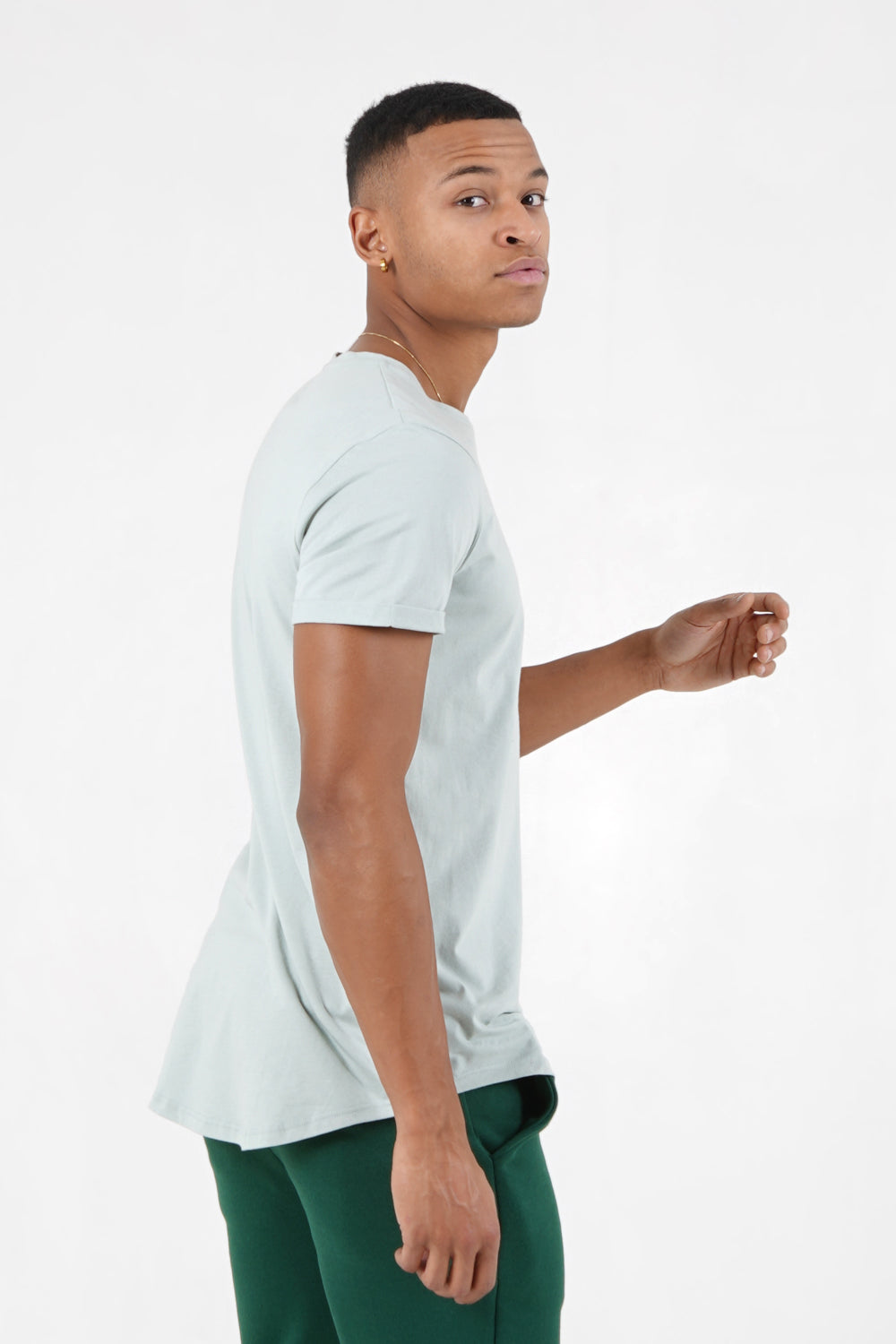 Sixth June - T-shirt bas arrondi long Vert clair